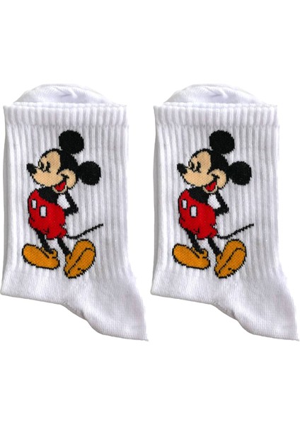 Al Bi 90lık Mickey Mouse Karakter Desenli Kolej Çorap