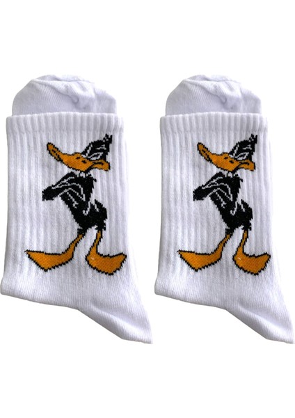 Daffy Duck Çizgi Film Karakter Desenli Kolej Çorap