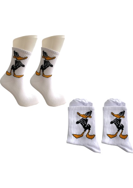 Daffy Duck Çizgi Film Karakter Desenli Kolej Çorap
