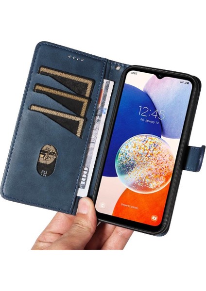Samsung Galaxy A15 Için Filp Durumda Kredi Kartı Yuvası ile Preslenmiş Pu Deri (Yurt Dışından)