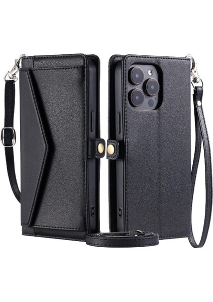 Cüzdan Crossbody Durumda IPhone 13 Pro Max Rfıd Engelleme Fermuar Faturaları (Yurt Dışından)