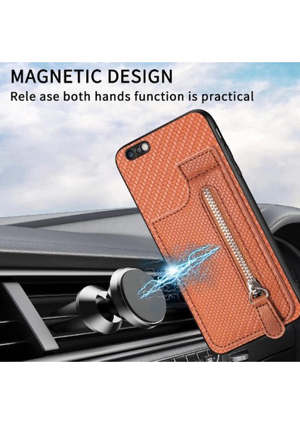 IPhone 6 Için Kılıf Crad Yuvası Fermuar Cüzdan Manyetik Araç Montaj Standı (Yurt Dışından) fiyatları