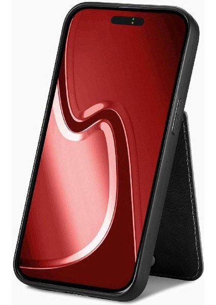 IPhone 15 Için Kılıf Pro Max Crad Yuvası Manyetik Araç Montaj Cüzdan Standı Fermuar (Yurt Dışından)