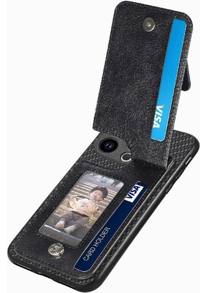 IPhone 15 Için Kılıf Pro Max Crad Yuvası Manyetik Araç Montaj Cüzdan Standı Fermuar (Yurt Dışından)