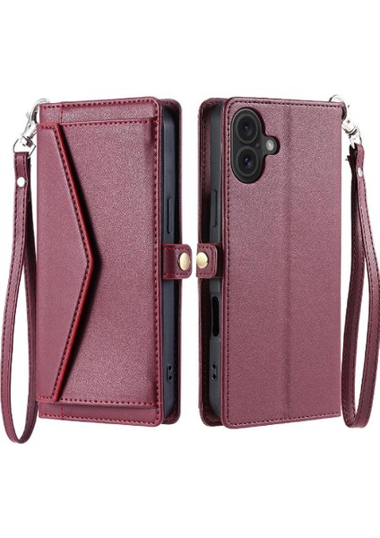 Cüzdan Crossbody Durumda IPhone 16 Için Artı Kart Tutucu Fermuar Faturaları Yuvası Için (Yurt Dışından)