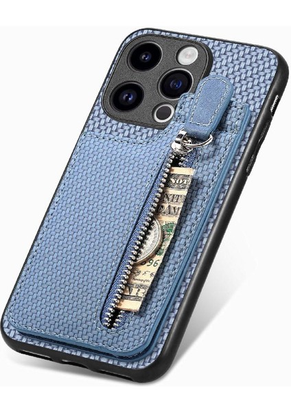 IPhone 15 Için Kılıf Pro Max Crad Yuvası Manyetik Araç Montaj Cüzdan Standı Fermuar (Yurt Dışından)
