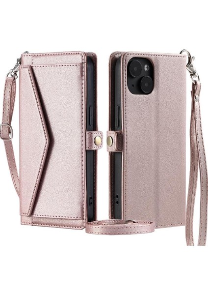Cüzdan Crossbody Kılıf IPhone 13 Kart Tutucu Fermuar Faturaları Yuvası Cüzdan (Yurt Dışından)