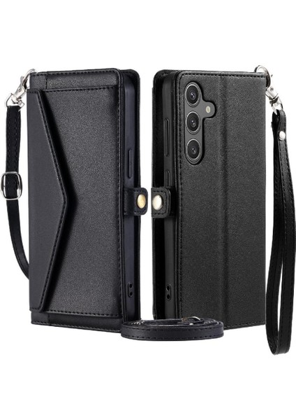 Cüzdan Crossbody Kılıf Samsung Galaxy A35 5g Fermuar Faturaları Yuvası Cüzdan (Yurt Dışından)