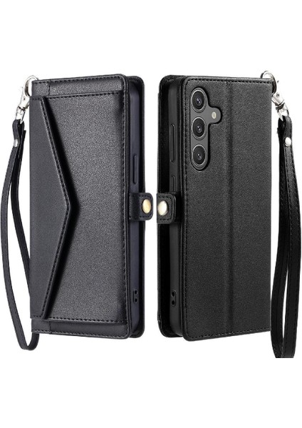 Cüzdan Crossbody Kılıf Samsung Galaxy A35 5g Fermuar Faturaları Yuvası Cüzdan (Yurt Dışından)