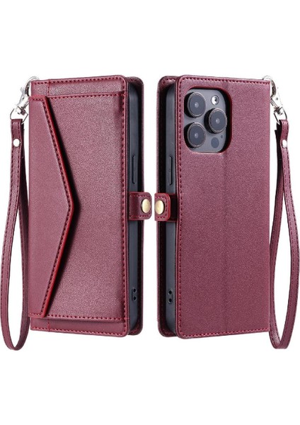Cüzdan Crossbody Durumda IPhone 13 Pro Max Rfıd Engelleme Fermuar Faturaları (Yurt Dışından)