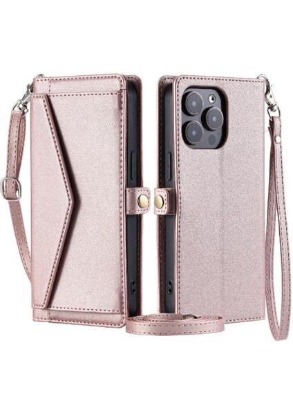 Cüzdan Crossbody Durumda IPhone 15 Pro Kart Tutucu Rfıd Engelleme Cüzdan (Yurt Dışından)