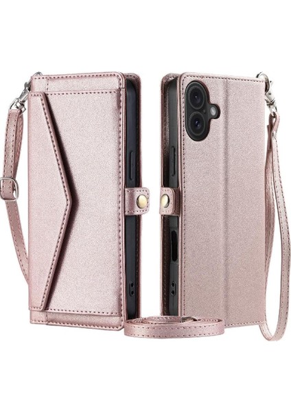 Cüzdan Crossbody Durumda IPhone 16 Için Artı Kart Tutucu Fermuar Faturaları Yuvası Için (Yurt Dışından)