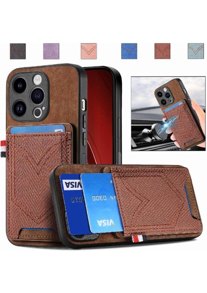 IPhone 15 Için Kılıf Pro Crad Yuvası Manyetik Araç Montaj Kot Cep Tasarımı (Yurt Dışından)