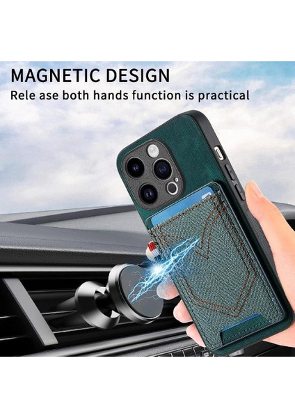 IPhone 15 Için Kılıf Pro Crad Yuvası Manyetik Araç Montaj Kot Cep Tasarımı (Yurt Dışından) modelleri