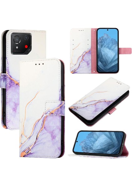 Asus Rog Telefon 8 Pu Deri Kickstand Mermer Desen Cüzdan Için Kılıf (Yurt Dışından)