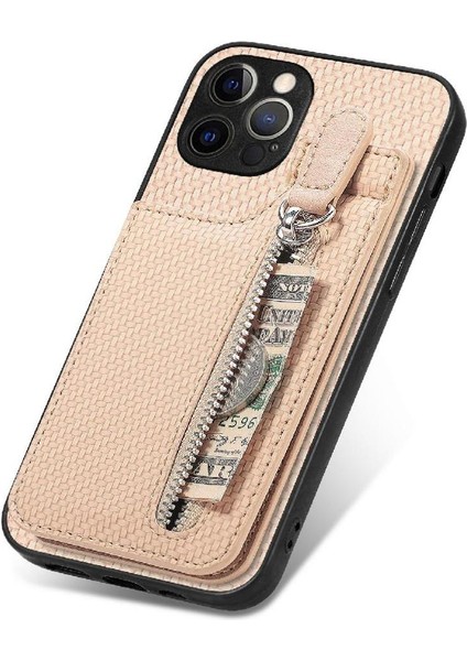 IPhone 12 Için Kılıf Pro Max Standı Manyetik Araç Montaj Fermuar Cüzdan Crad Yuvası (Yurt Dışından)