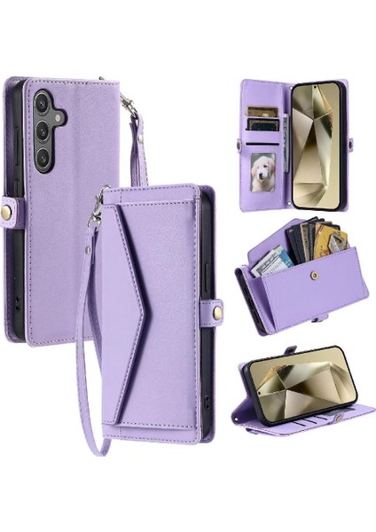 Cüzdan Crossbody Kılıf Samsung Galaxy A35 5g Fermuar Faturaları Yuvası Cüzdan (Yurt Dışından)
