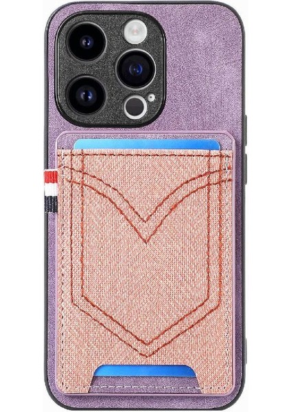 IPhone 15 Için Kılıf Pro Max Kot Cep Tasarım Crad Yuvası Manyetik Araba (Yurt Dışından)
