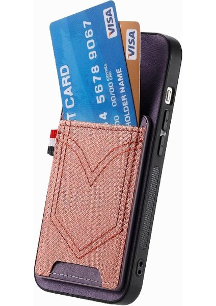 IPhone 15 Için Kılıf Pro Max Kot Cep Tasarım Crad Yuvası Manyetik Araba (Yurt Dışından)