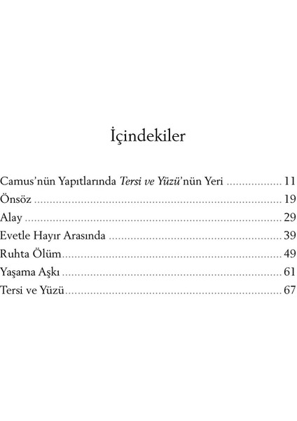 Tersi ve Yüzü - Albert Camus