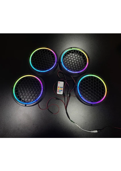 Piksel Neon Ledli  20 cm Midrange Hoparlör Kapağı 4ADET Kapak+Modül Sök Tak Soketli Kolay Montaj