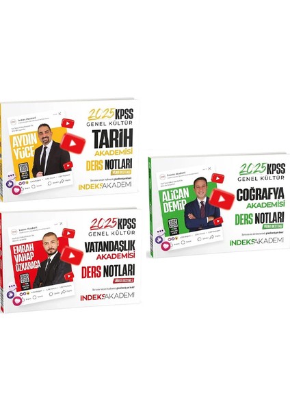 2025 Akademi KPSS Tarih Ders Notları - Coğrafya Ders Notları - Vatandaşlık Ders Notları 3'lü Set