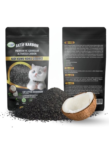 Kedi Kumu Koku Giderici Premium Hc Granular Activated Carbon 230 gr Hindistan Cevizi Kabuğu Bazlı Aktif Karbon