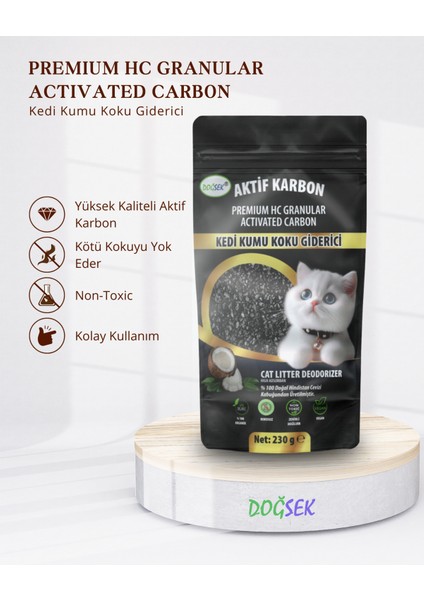 Kedi Kumu Koku Giderici Premium Hc Granular Activated Carbon 230 gr Hindistan Cevizi Kabuğu Bazlı Aktif Karbon