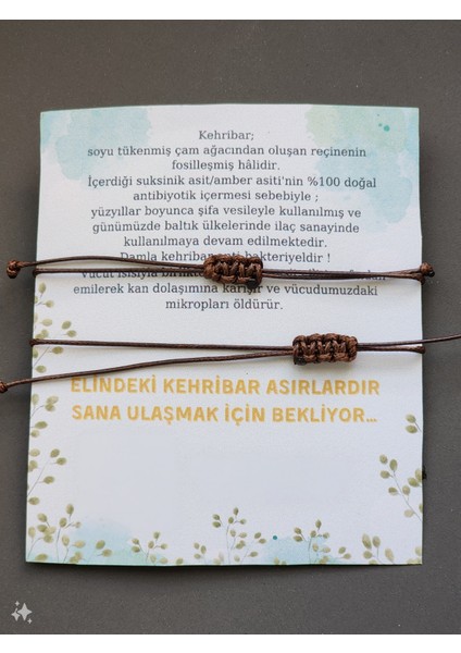 Kehribar Arkadaş Bilekliği-Çift Bilekliği Kahverengi renk A fiyatları