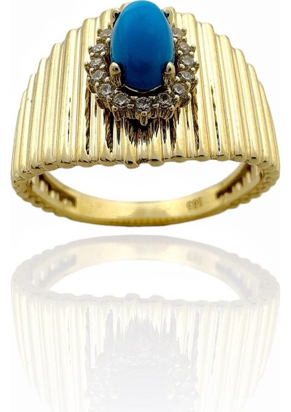 Firuze Taşlı Özel Tasarım Trend Tarz 14 Ayar Altın Yüzük fiyatları