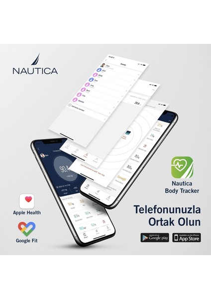 BT600 Pilli Bluetooth Vücut Analizli Yağ Kas Su Ölçer Hassas Akıllı Tartı Baskül Navy Mavi
