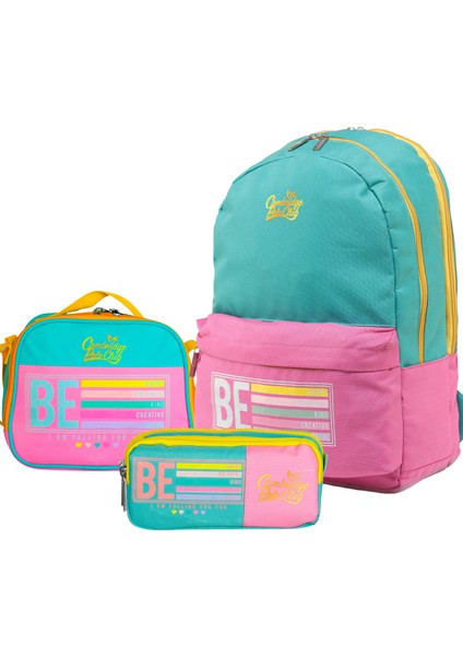 Be Happy Çift Ana Bölmeli Unisex Çocuk Ilkokul Çanta Set