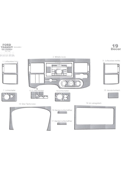Marscockpitdesign Ford Transit Journey Piano Black Kaplama 2006-2010 19 Parça