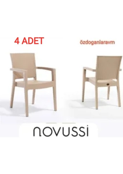 Novussi Paris Capicinno Koltuk Rattan 4 Adet Bahçe Balkon Sandalyesi