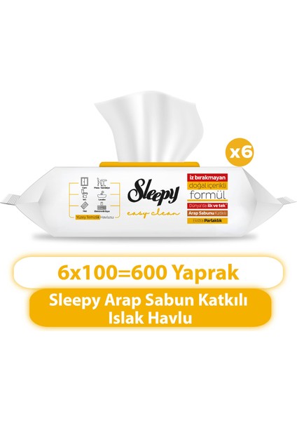 Easy Clean Arap Sabunu Katkılı Yüzey Temizlik Havlusu 6x100 (600 Yaprak)