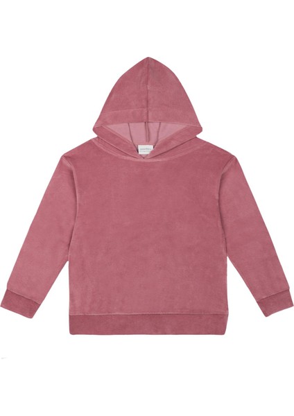 Pembe Kadife Kapüşonlu Eşofman Takımı
