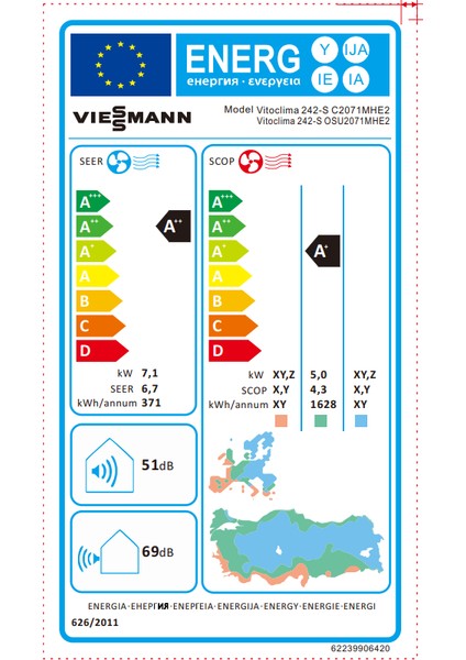 Vitoclima 242-S/HE Dc Inverter ''FS2122M1'' 42.000 Btu Salon Tipi Split Klima modelleri
