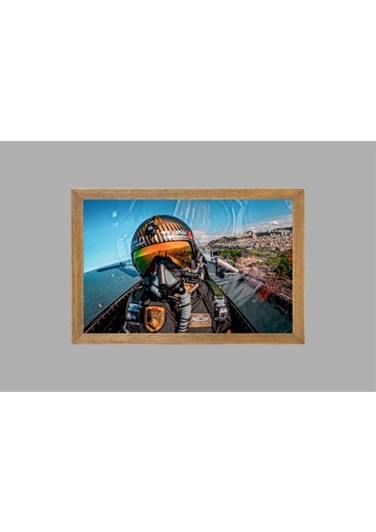 Solo Türk Pilotu Tablo, Çerçeveli Cam Tablo 30X45 cm