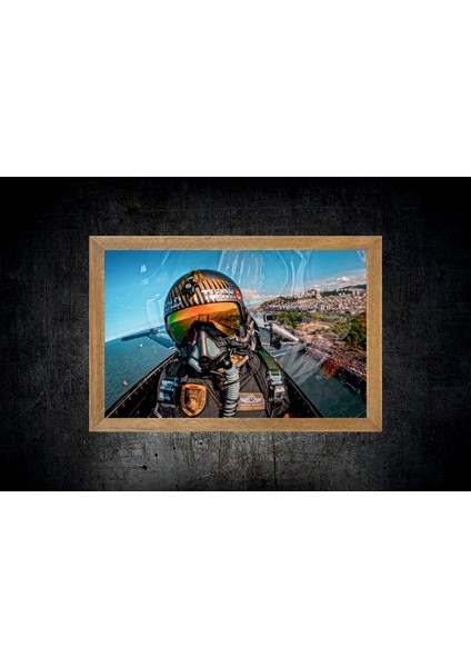 Solo Türk Pilotu Tablo, Çerçeveli Cam Tablo 30X45 cm