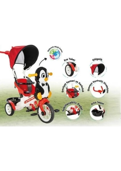 Pi̇lsan Penguen Ebeveyn Kontrollü Tenteli 3 Tekerlekli Bisiklet modelleri