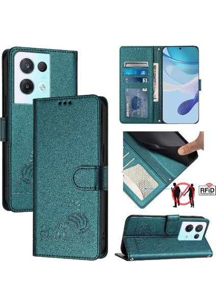 Oppo Oppo 8 Pro 5g Için Kılıf Cüzdan Kapak Çevirin Kedi Rfıd Kart Yuvası Tutucu (Yurt Dışından)