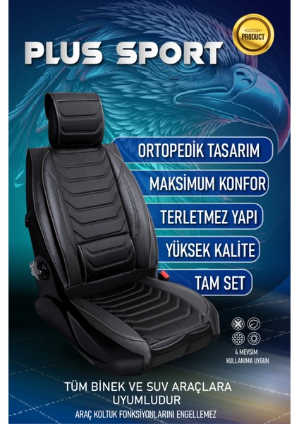 Suzuki Vitera Yeni Lüx Oto Koltuk Kılıfı Ön Arka Takım Eagle Serisi Siyah