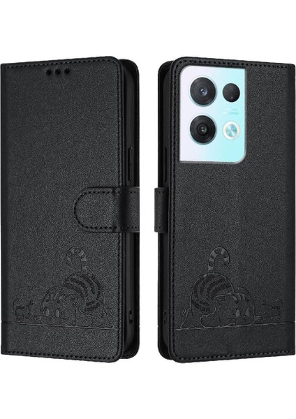 Oppo Oppo 8 Pro 5g Için Kılıf Cüzdan Kapak Çevirin Kedi Rfıd Kart Yuvası Tutucu (Yurt Dışından)