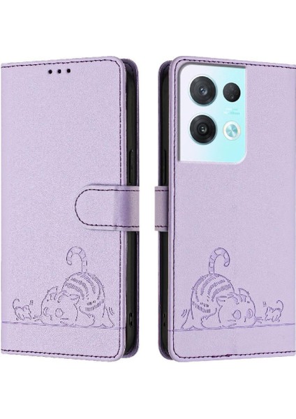 Oppo Oppo 8 Pro 5g Için Kılıf Cüzdan Kapak Çevirin Kedi Rfıd Kart Yuvası Tutucu (Yurt Dışından)