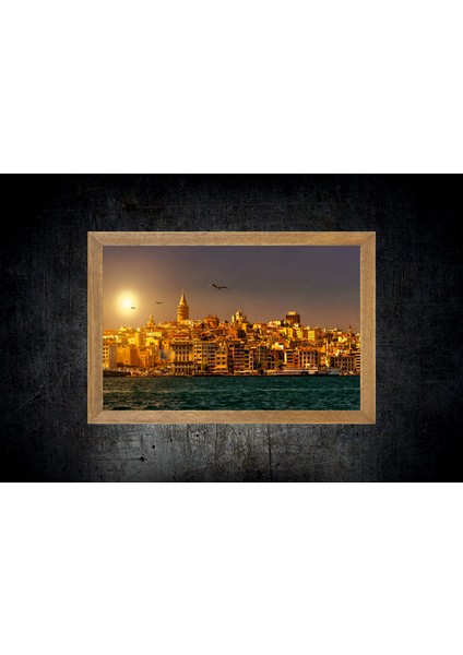 Istanbul Galata Kulesi Manzaralı Tablo, Çerçeveli Cam Tablo 20x30 Cm fırsatları