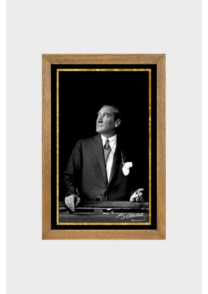 Atatürk, Gençliğe Hitabe, Istiklal Marşı Çerçeveli Cam Tabloları 3'Lü Set 20x30 Cm