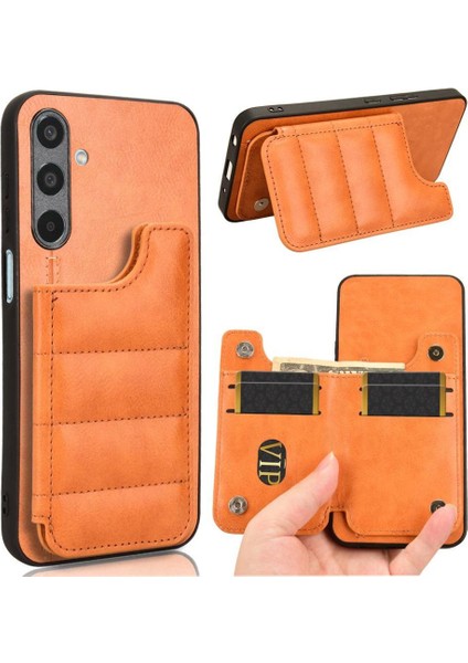 Samsung Galaxy M35 Vegan Pu Deri Kickstand Cüzdan Kılıf Için Cüzdan Kılıf (Yurt Dışından)