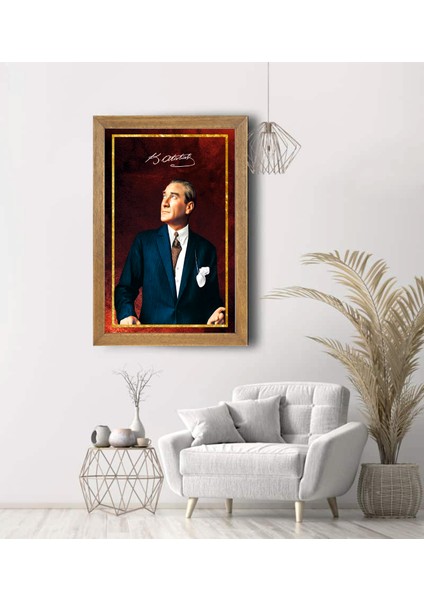 Atatürk Baskılı Tablo, Çerçeveli Cam Tablo 30x45 Cm