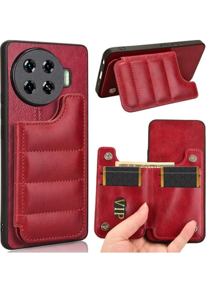 Tecno Spark Için Cüzdan Durumda 20 Pro Artı Kart Çanta Kart Yuvası Vegan Pu Cüzdan (Yurt Dışından)