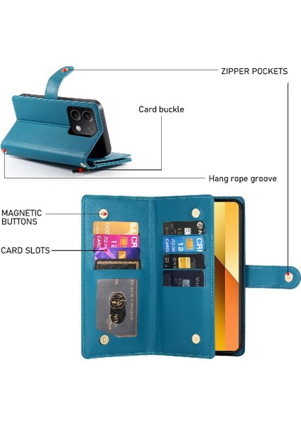 Xiaomi Redmi Not 13 Için Flip Case 5g Standı Cüzdan Crossbody Kayış (Yurt Dışından)